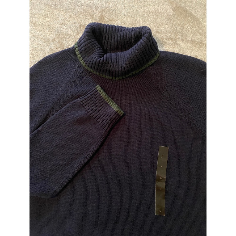 Banana Republic Sweater Mens L Navy Blue Apres Ski Turtleneck Cotton Wool Blend